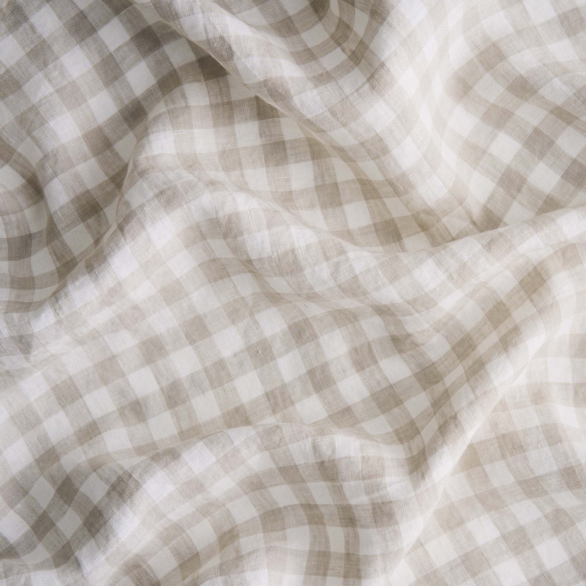 French Linen Cot Sheet - Natural Gingham