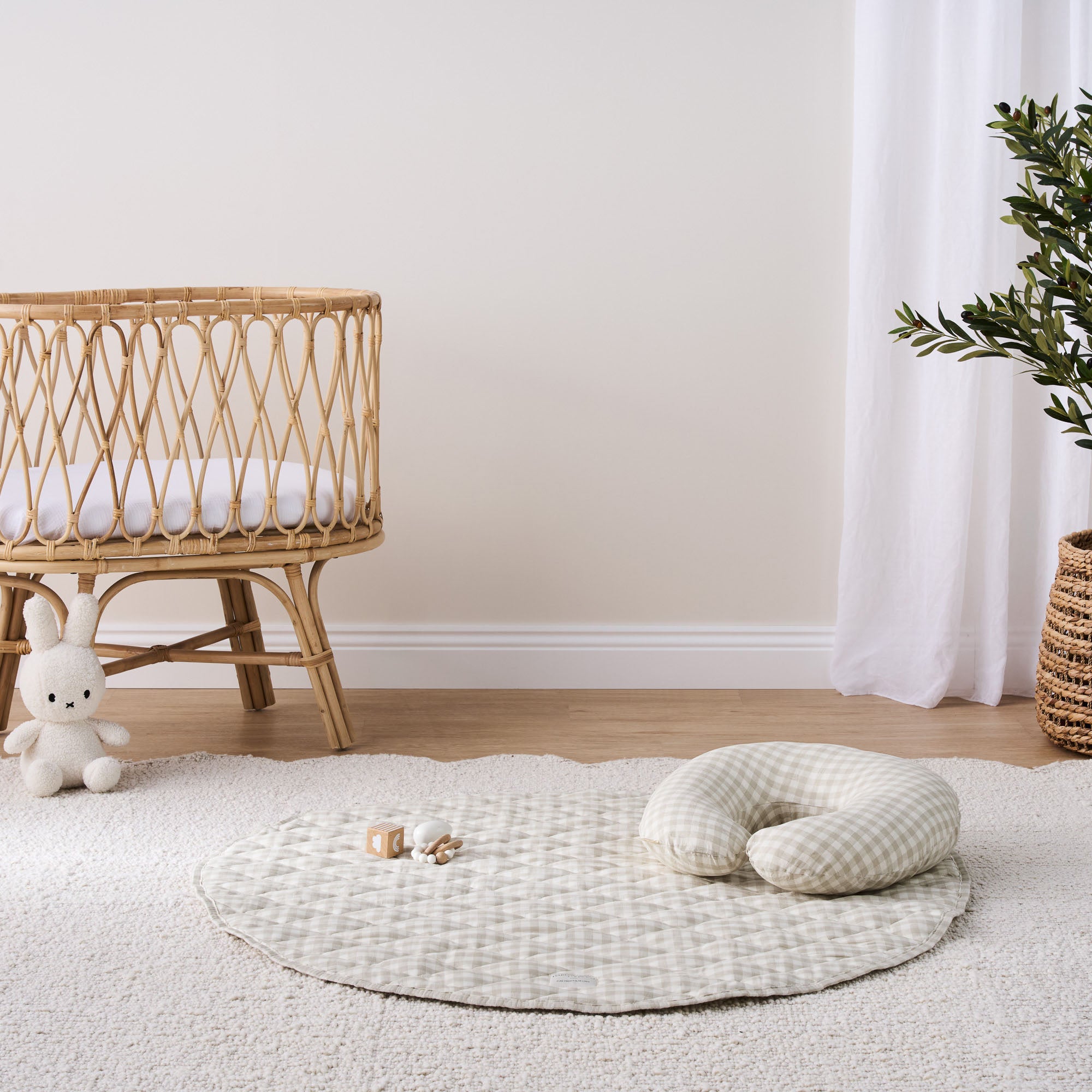 French Linen Play Mat - Natural Gingham