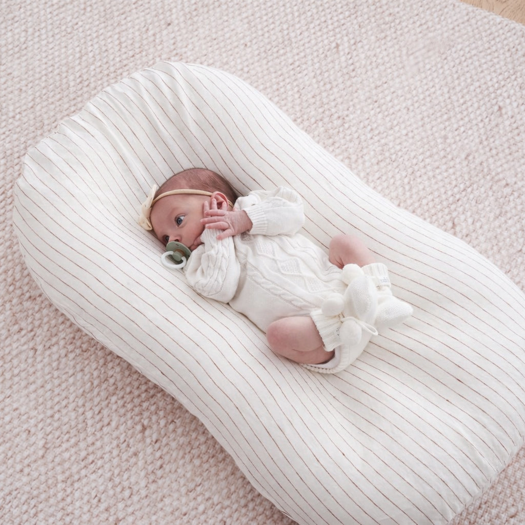 Baby Lounger + Linen Cover - Ginger Stripe