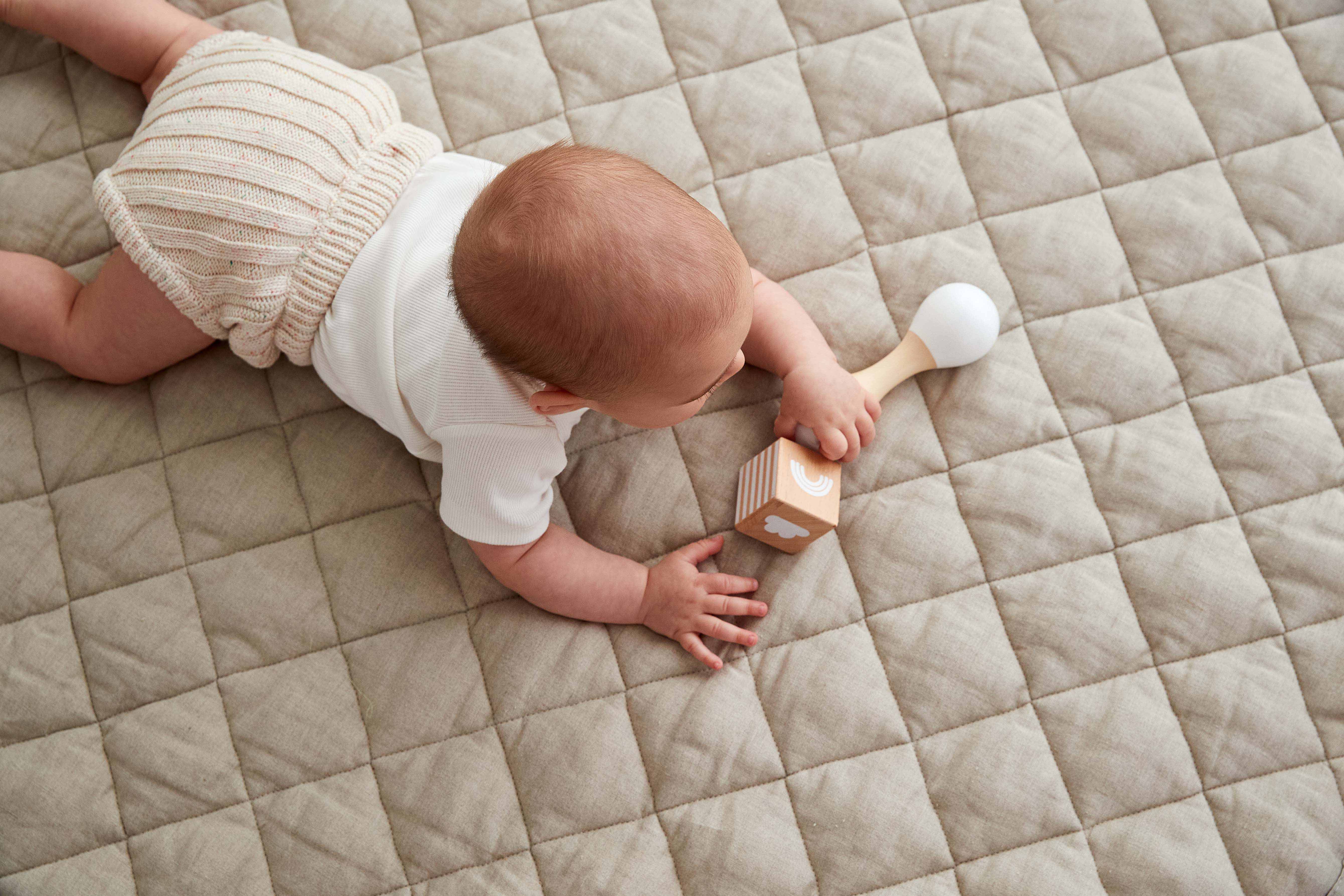 French Linen Play Mat - Natural Stripe