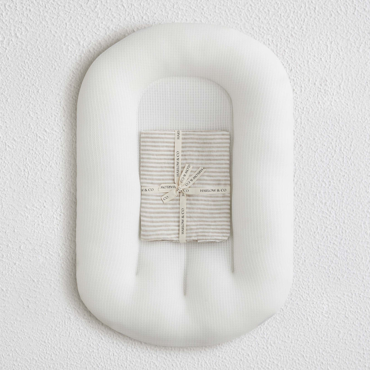 Bundle: Baby Lounger + Nursing Pillow - Natural Stripe