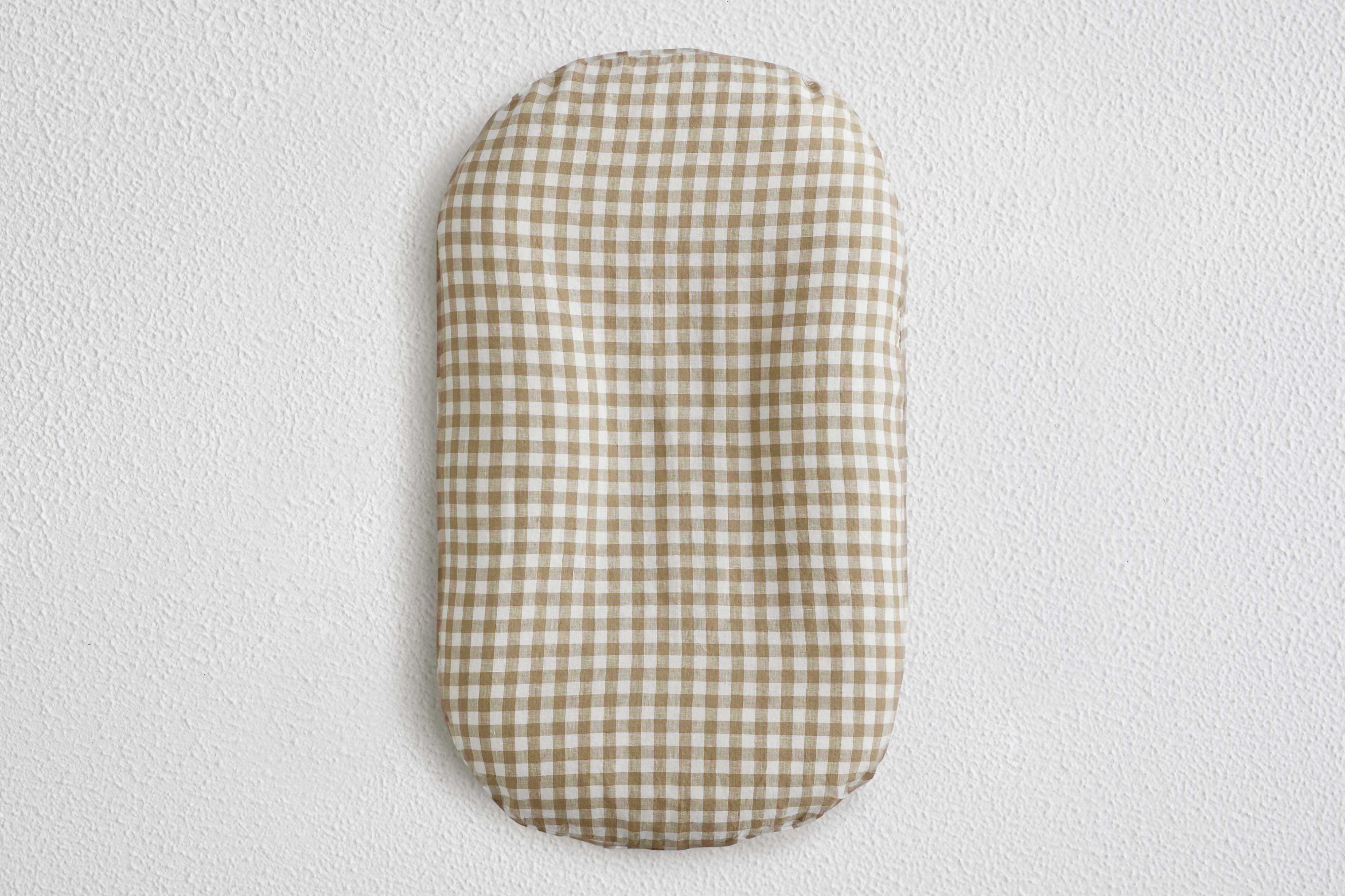 Baby Lounger Linen Cover - Mocha Gingham