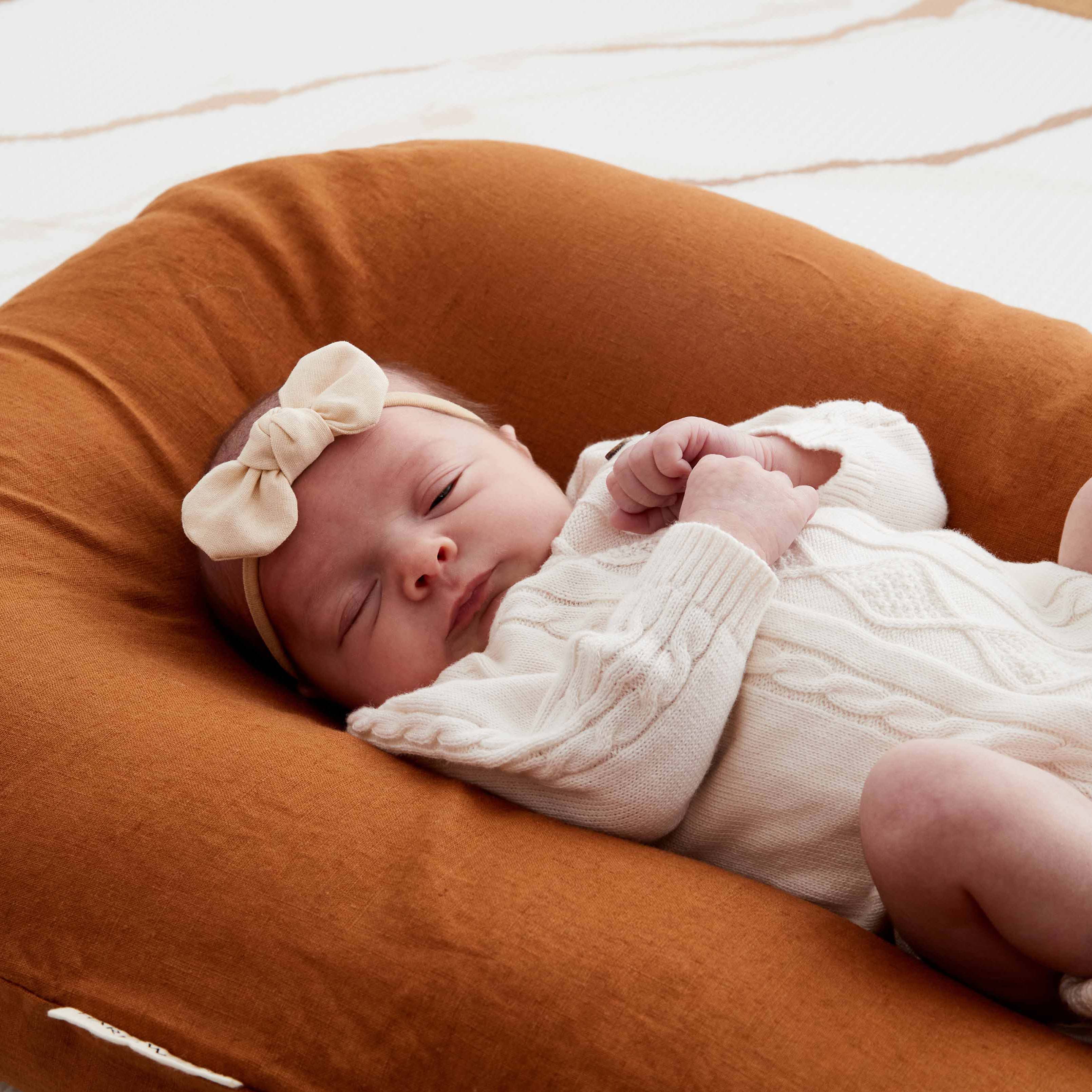 Baby Lounger Linen Cover - Cinnamon