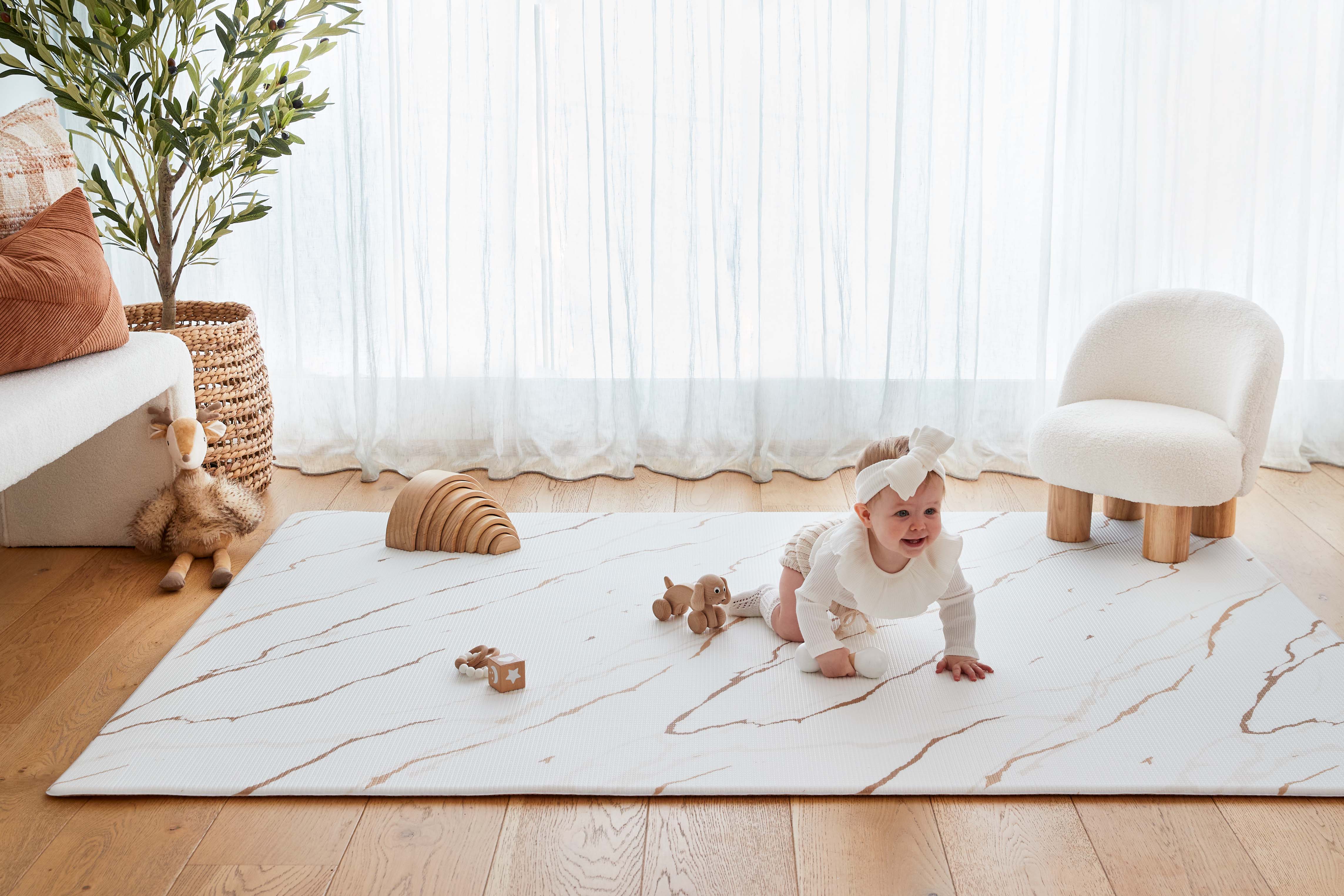 Marble Latte / Herringbone Play Mat (Small)