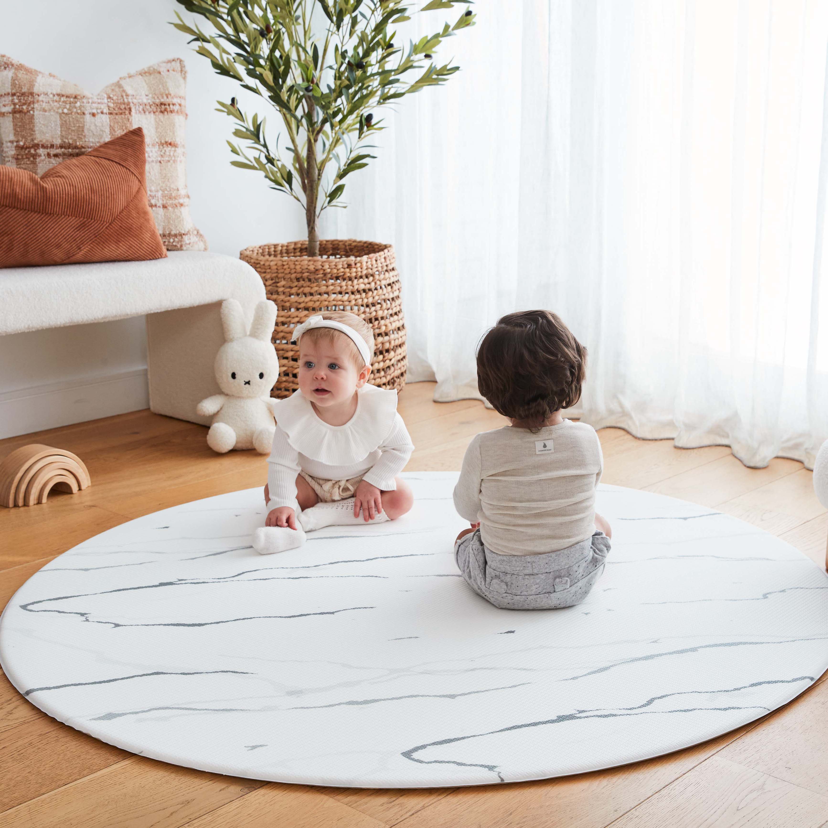 Stones Grey / Marble Smoke Play Mat (Round)