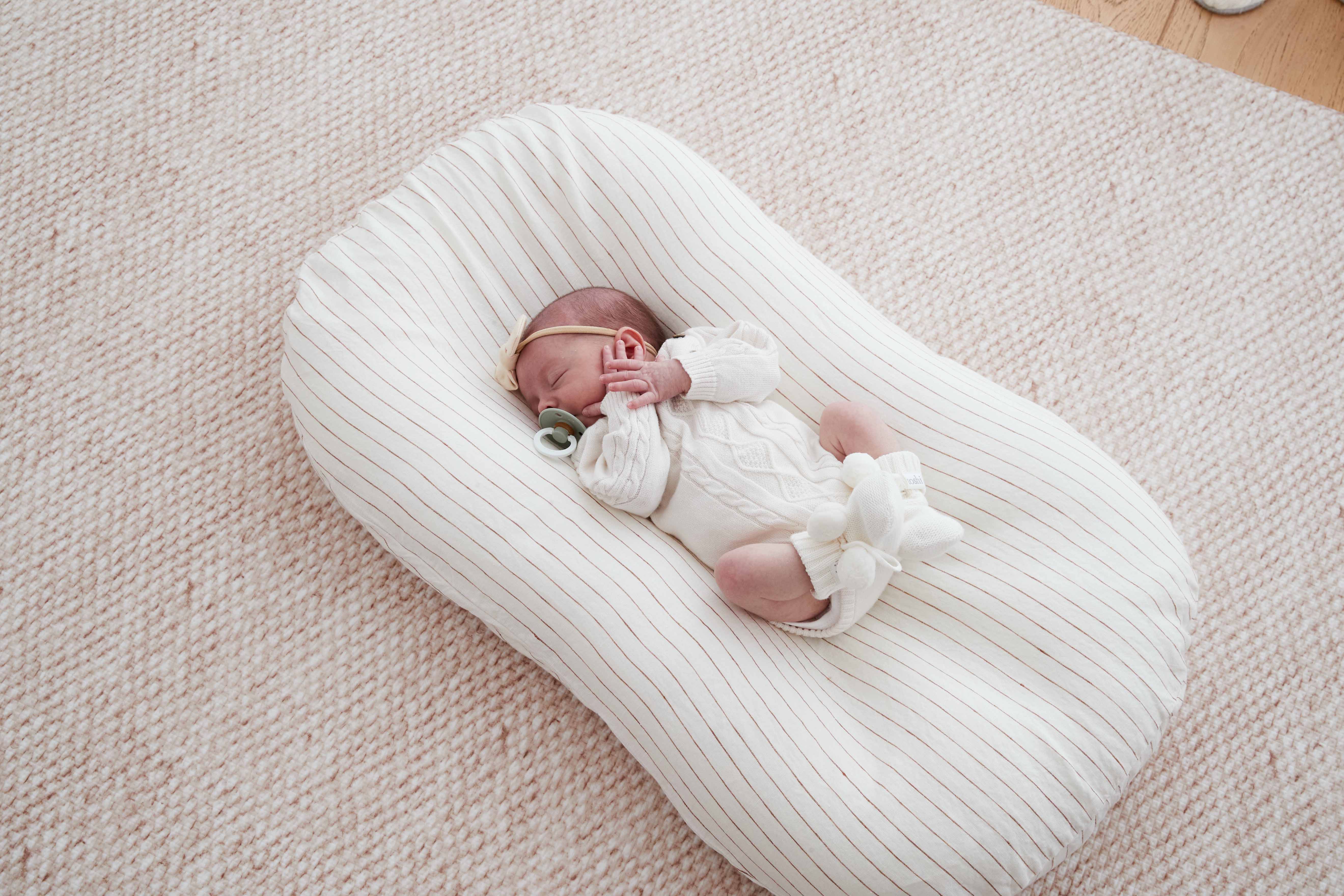 Baby Lounger Linen Cover - Ginger Stripe