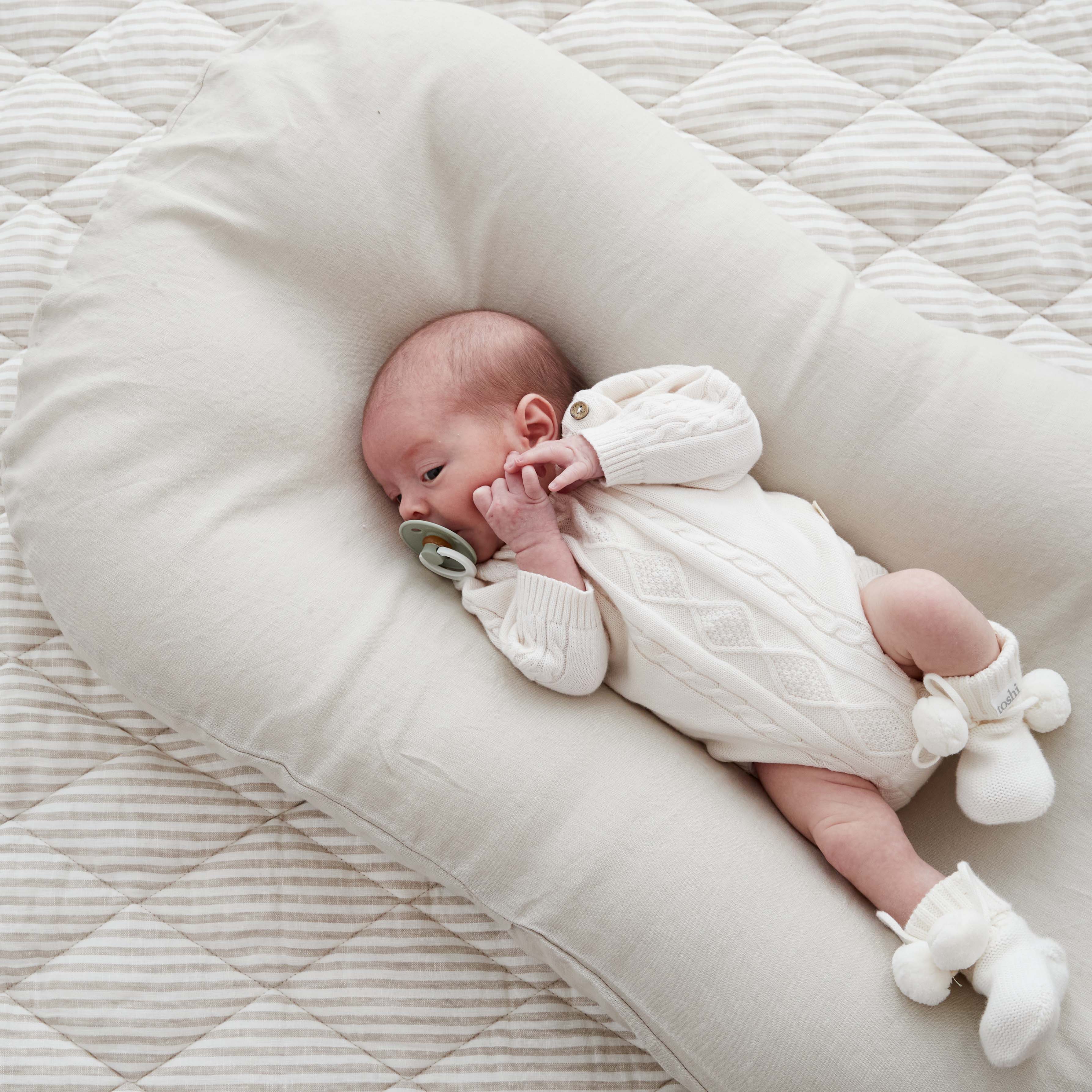 Newborn Baby Lounger Linen Cover (Oat) - Main Image