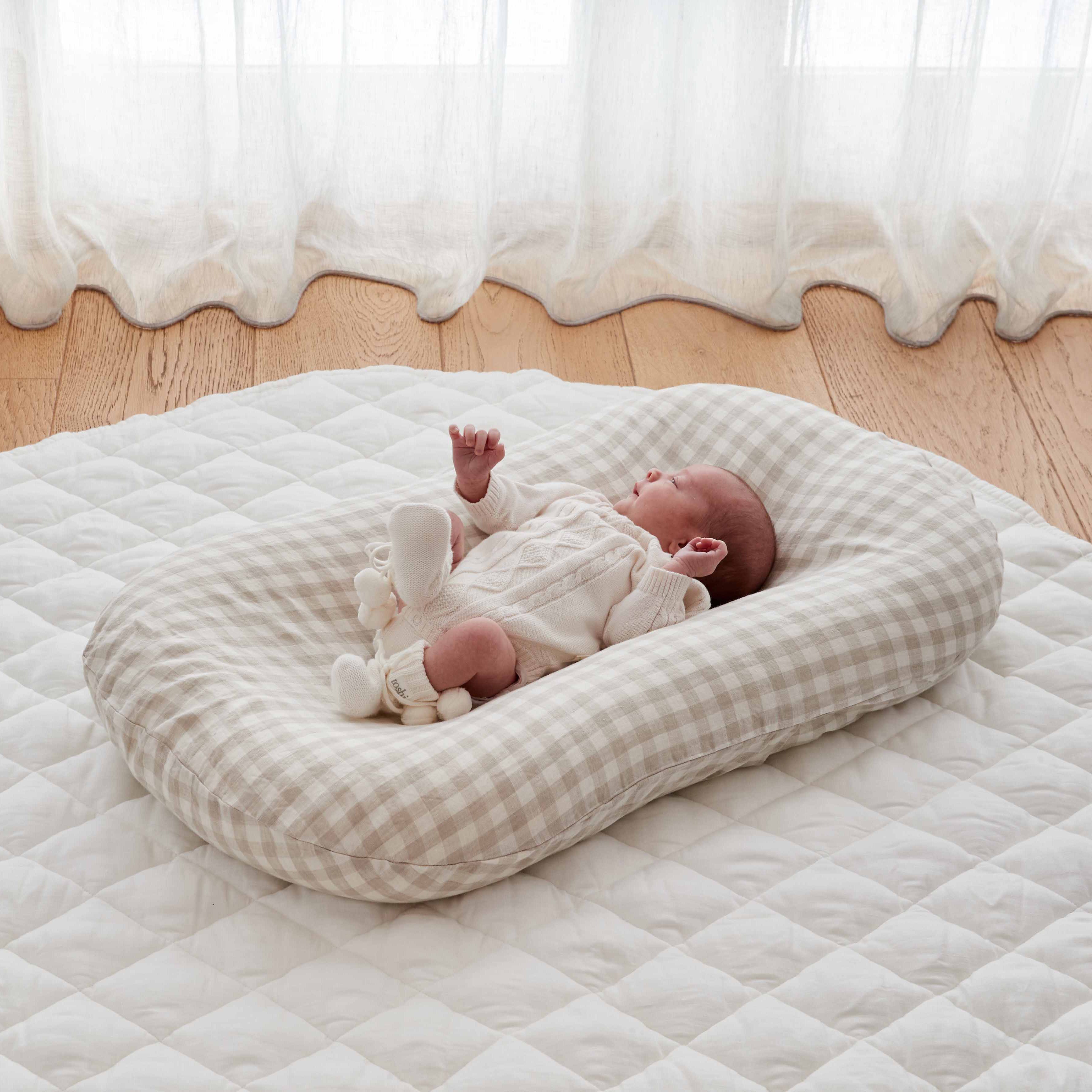 Baby Lounger - Natural Gingham