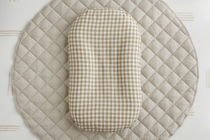 Baby Lounger Linen Cover - Mocha Gingham