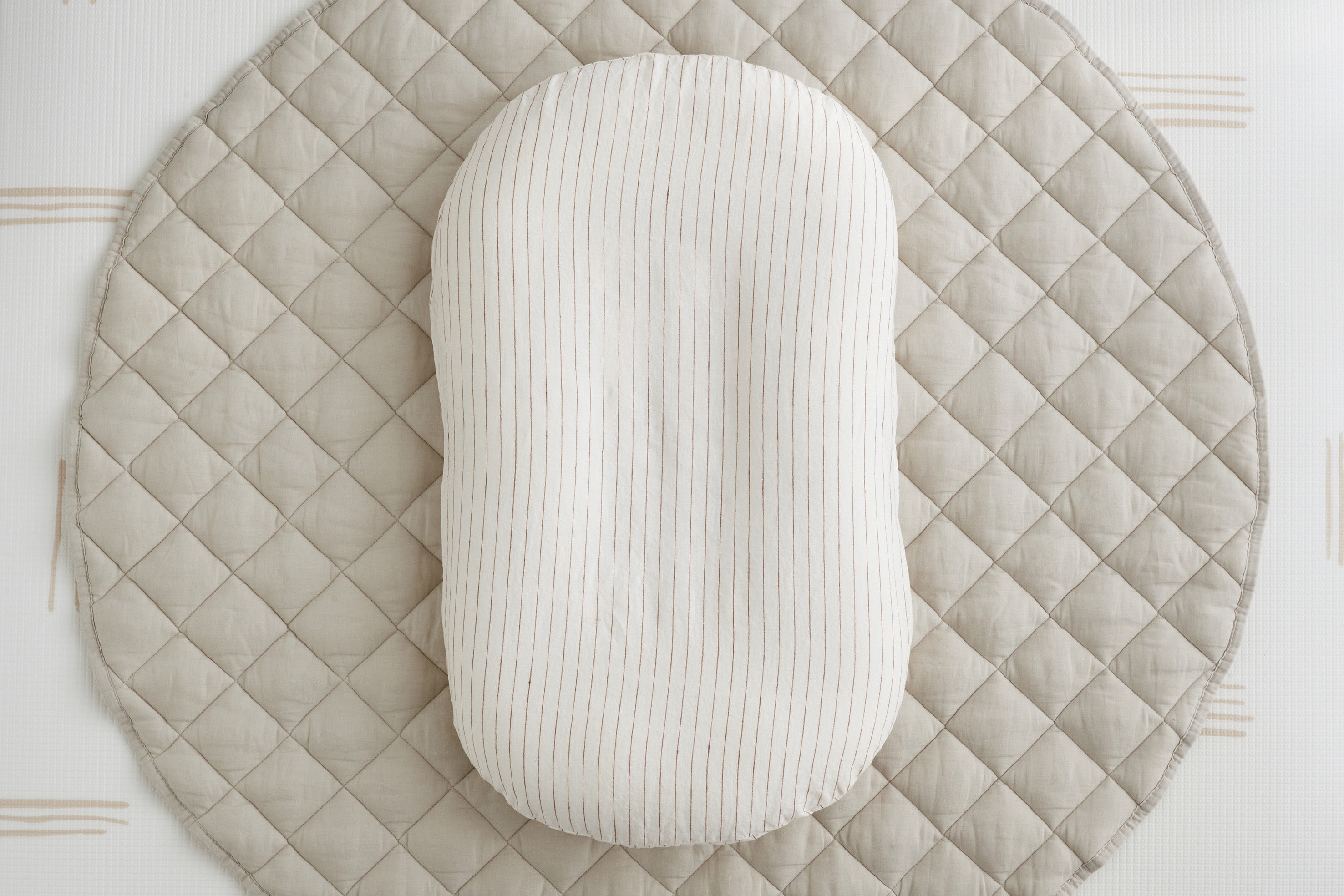 Baby Lounger Linen Cover - Ginger Stripe