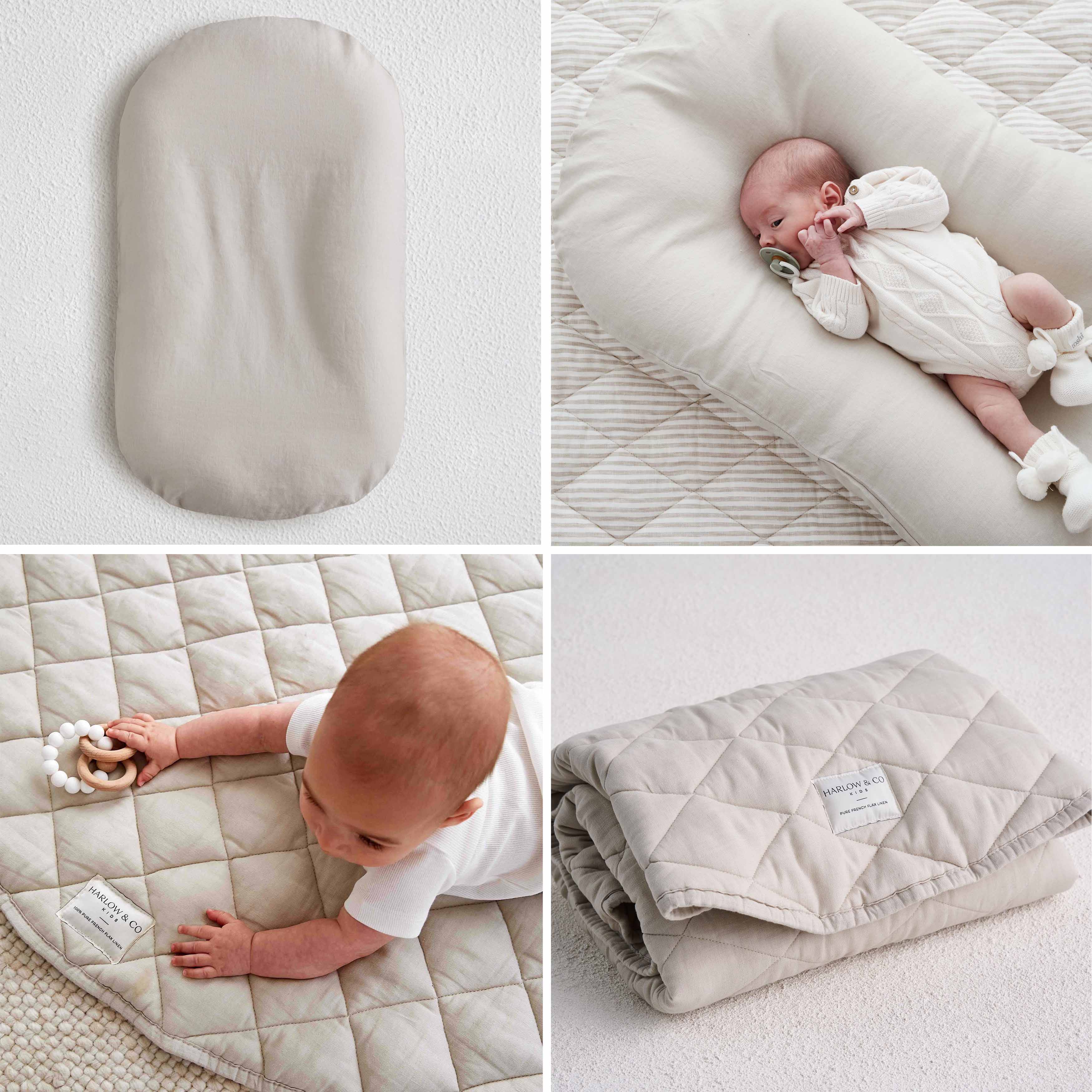 Bundle: Baby Lounger + Linen Play Mat - Oat