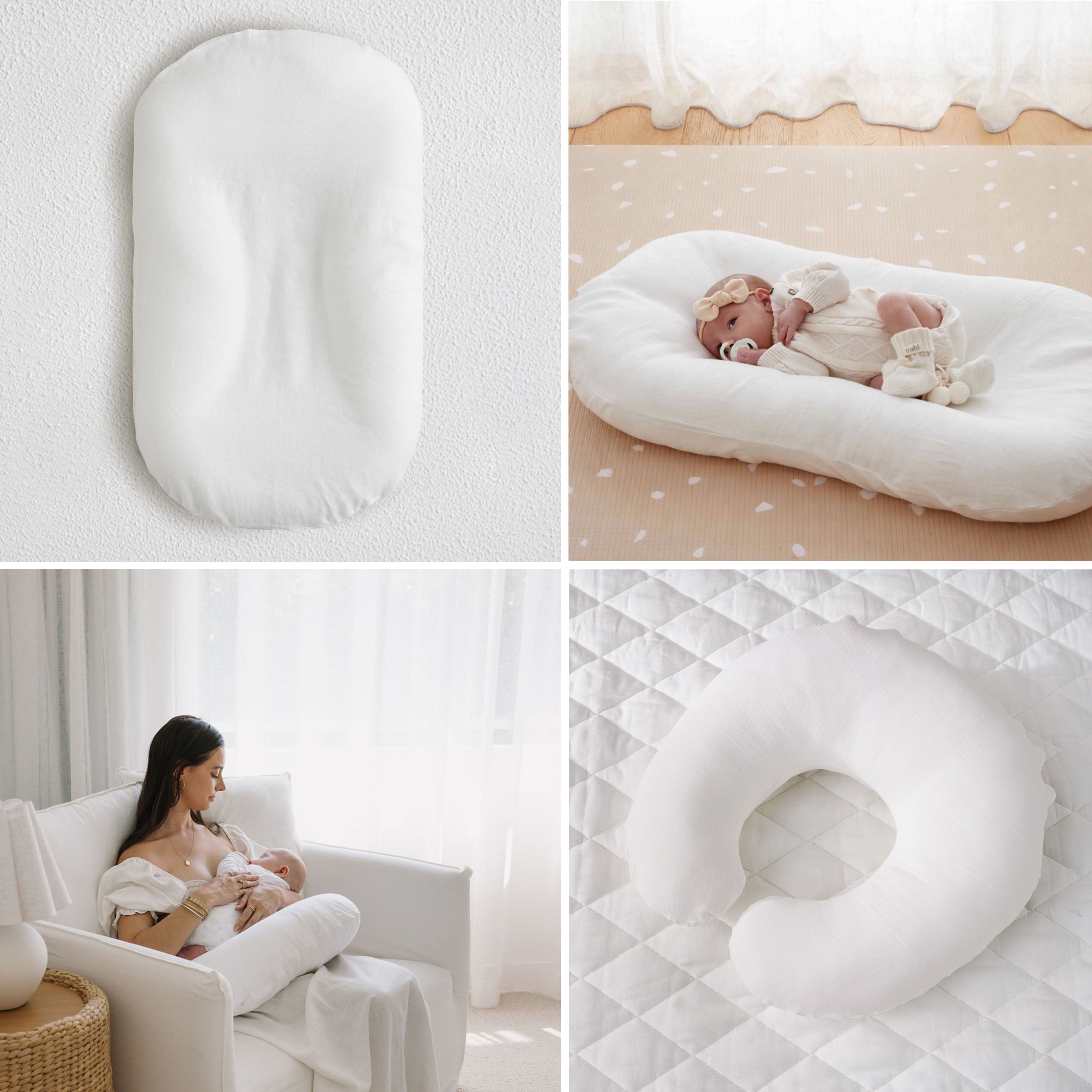 Bundle: Baby Lounger + Nursing Pillow - White