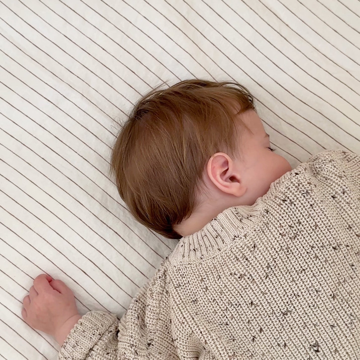 French Linen Cot Sheet - Ginger Stripe