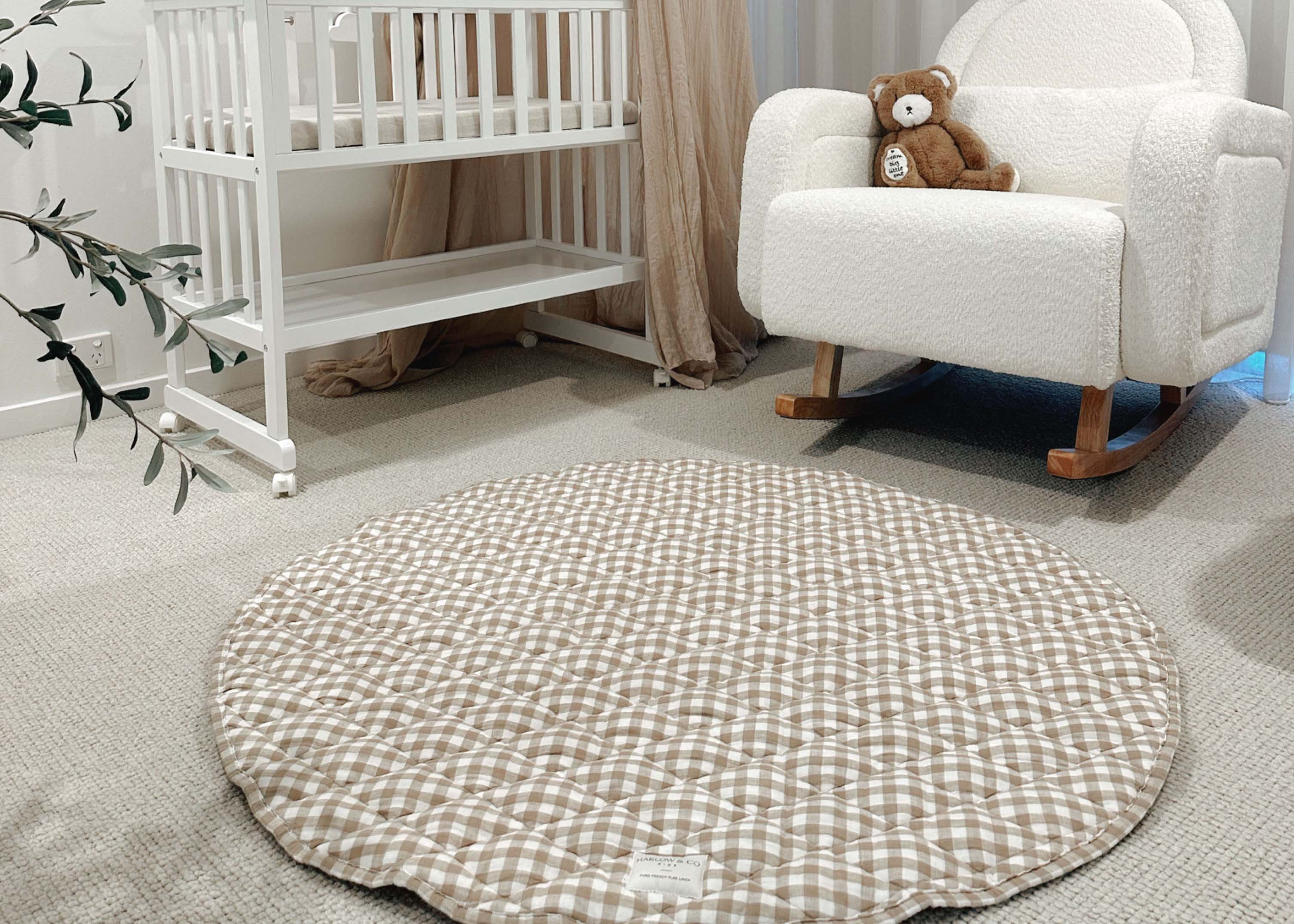 French Linen Play Mat - Mocha Gingham (LIMITED EDITION)