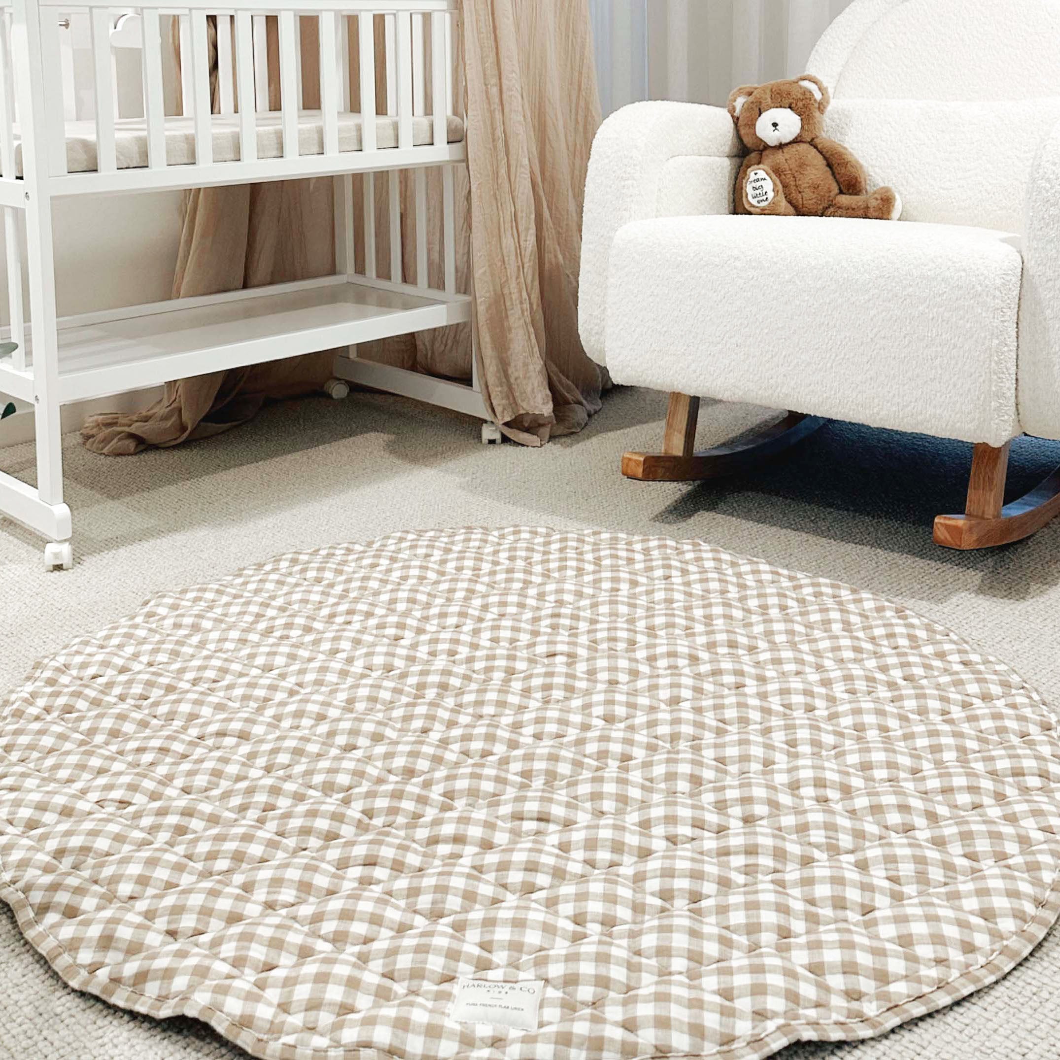 French Linen Play Mat - Mocha Gingham