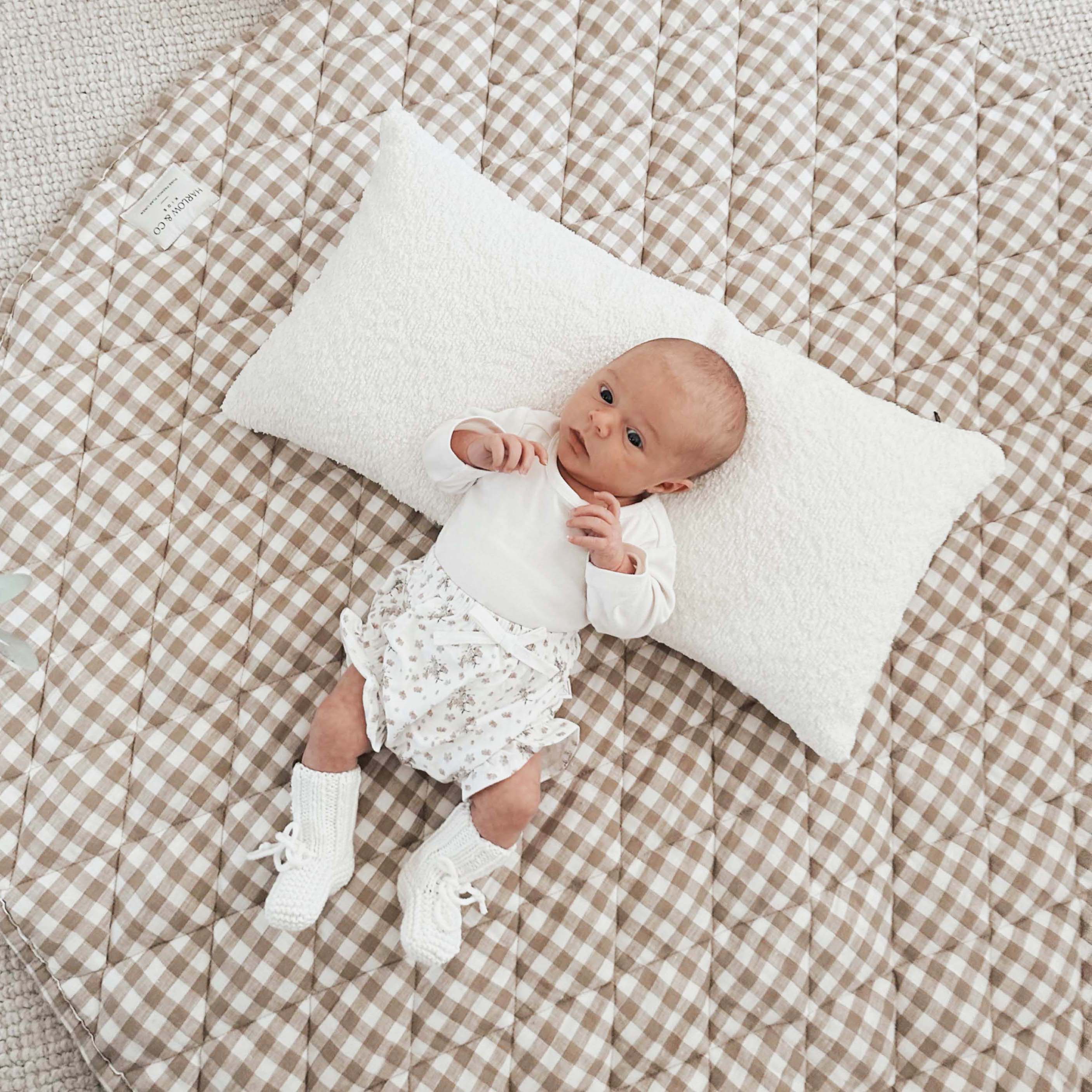 French Linen Play Mat - Mocha Gingham