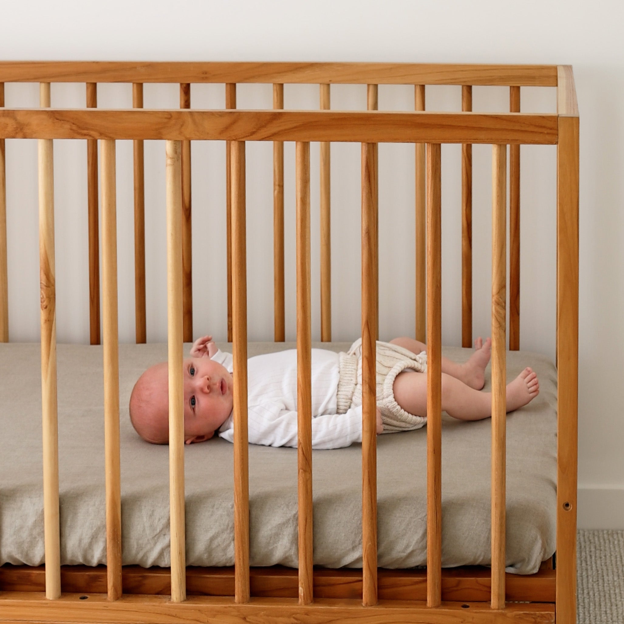 French Linen Cot Sheet - Natural