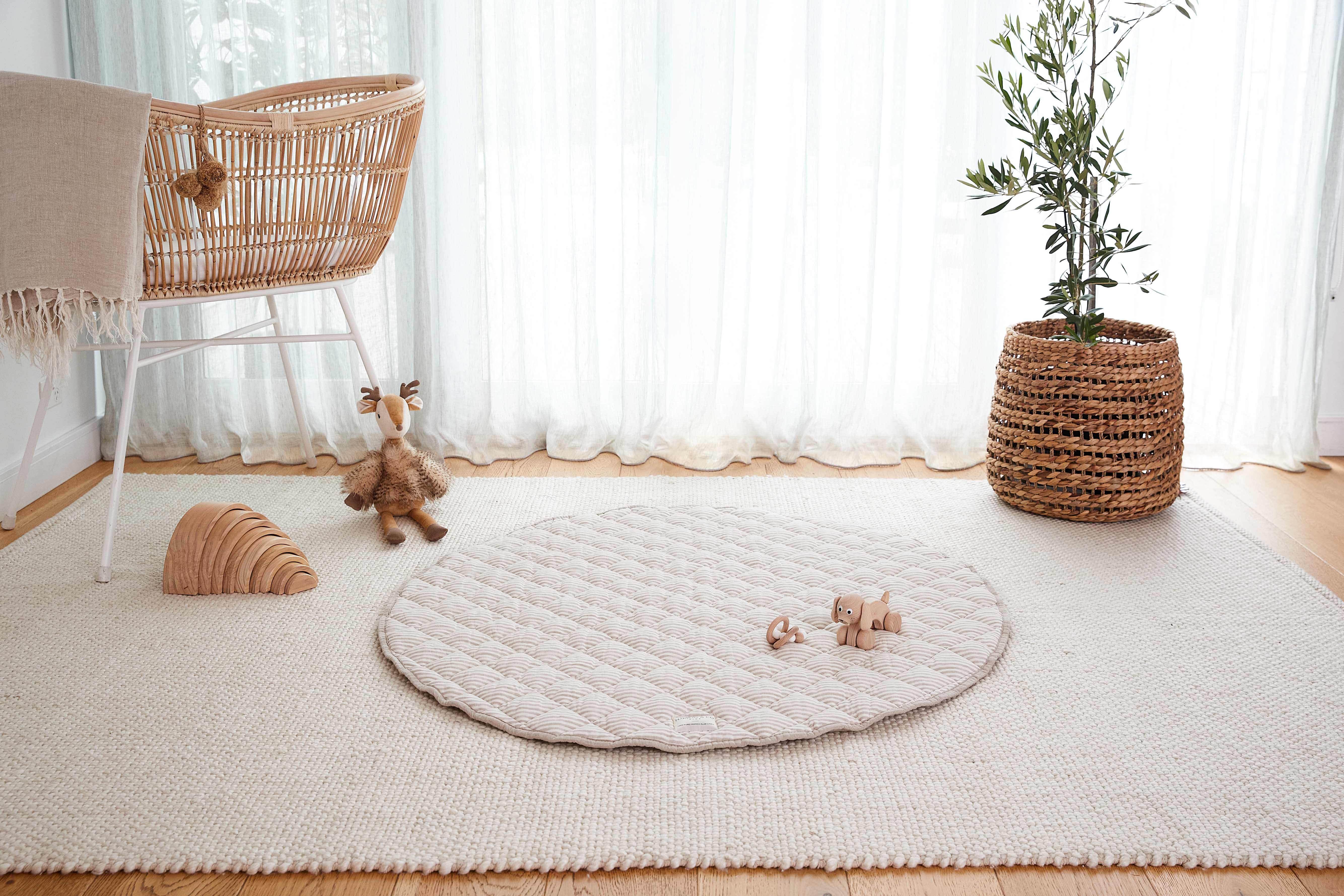 French Linen Play Mat - Natural Stripe